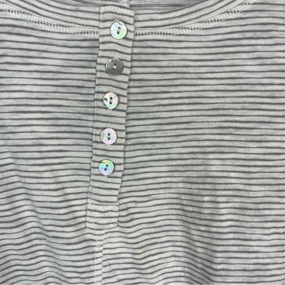 Sundance Striped Asymmetric Hem Henley Shirt Dress In White Size L - Picture 5 of 7